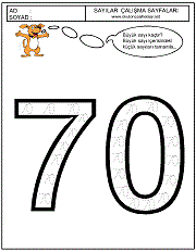 okul öncesi 70 sayısı çizgi çalışması